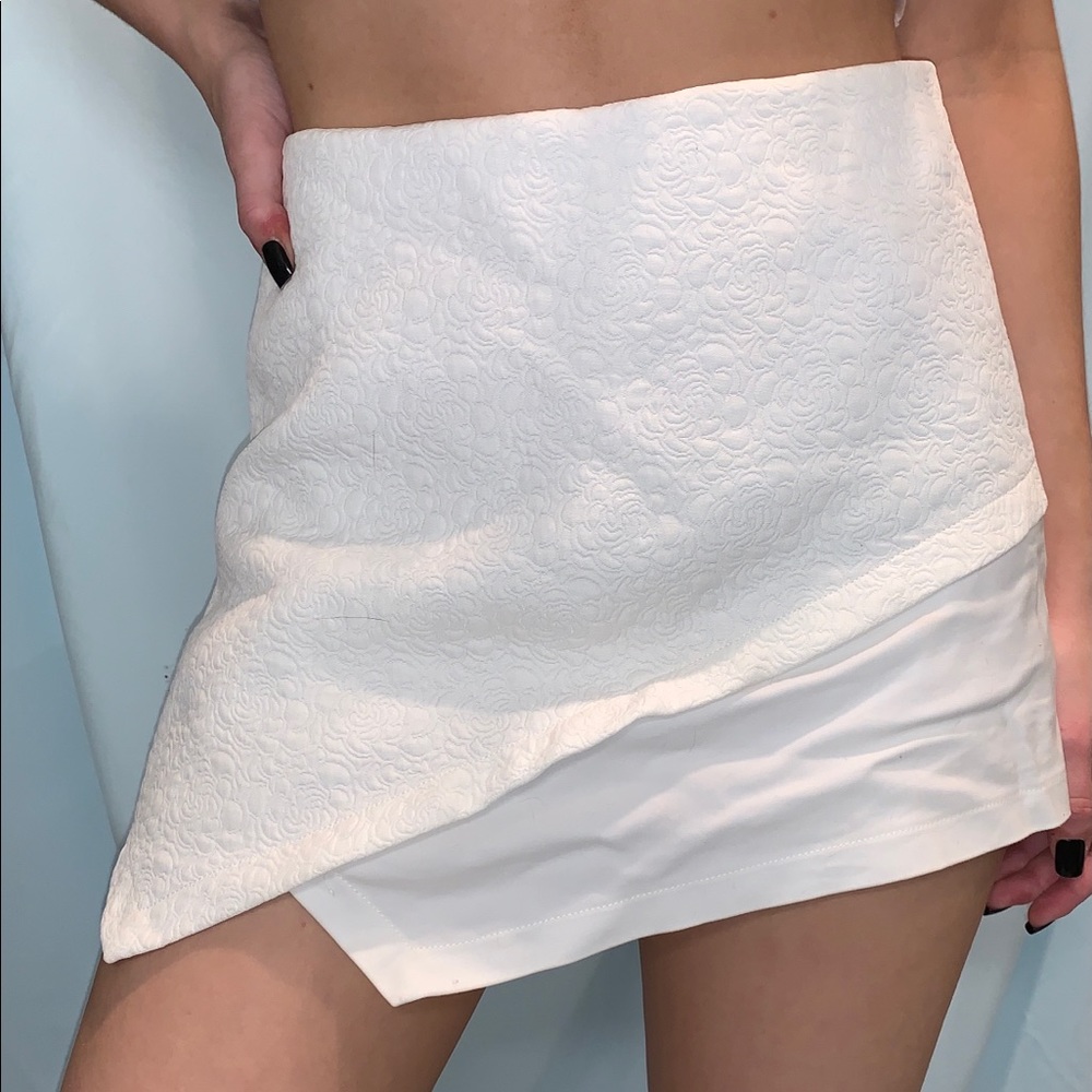 White Textured Skort